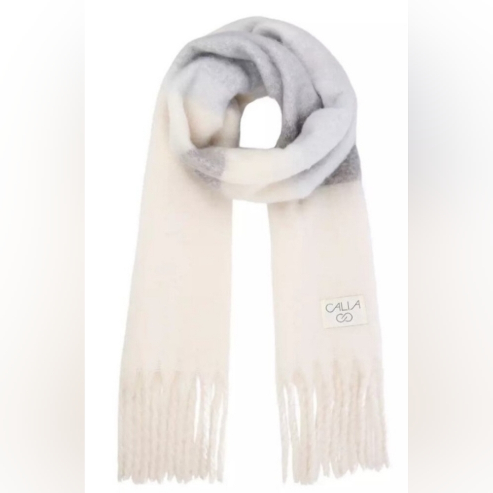 CALIA Women's Luxe Scarf: GRAY/WHITE STRIPES: NEW WITH TAGS: OS